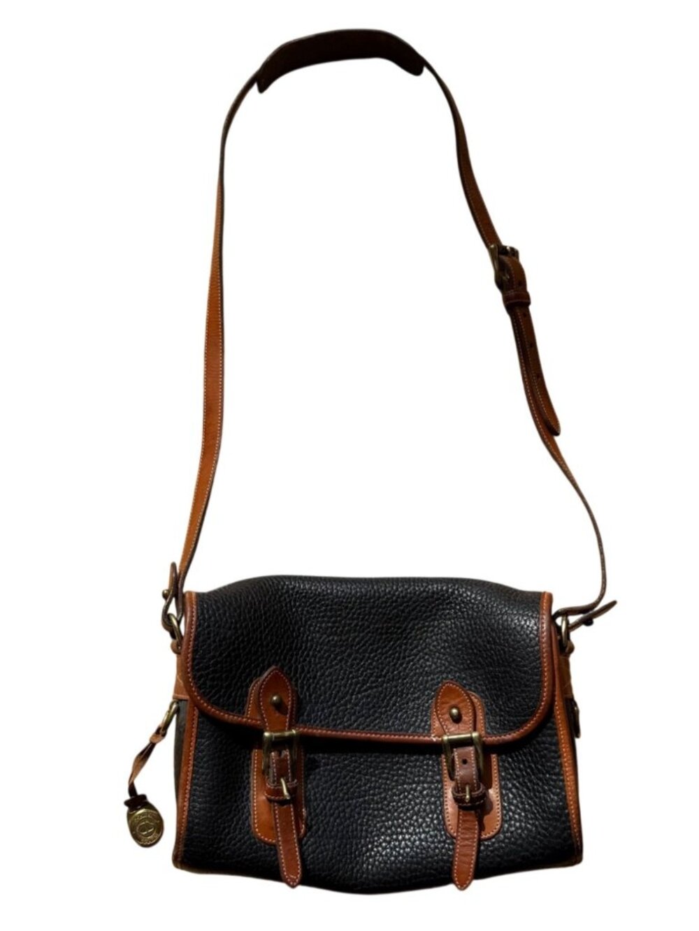 Dooney & Bourke Womens Shoulder Bag All Weather Leather Black Equestrian Vintage